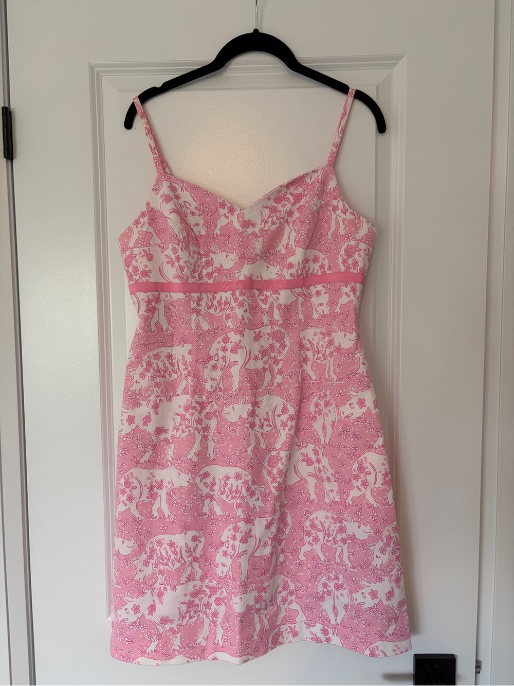 Lilly Pulitzer Pink and White Floral Elephant Sundress size 8